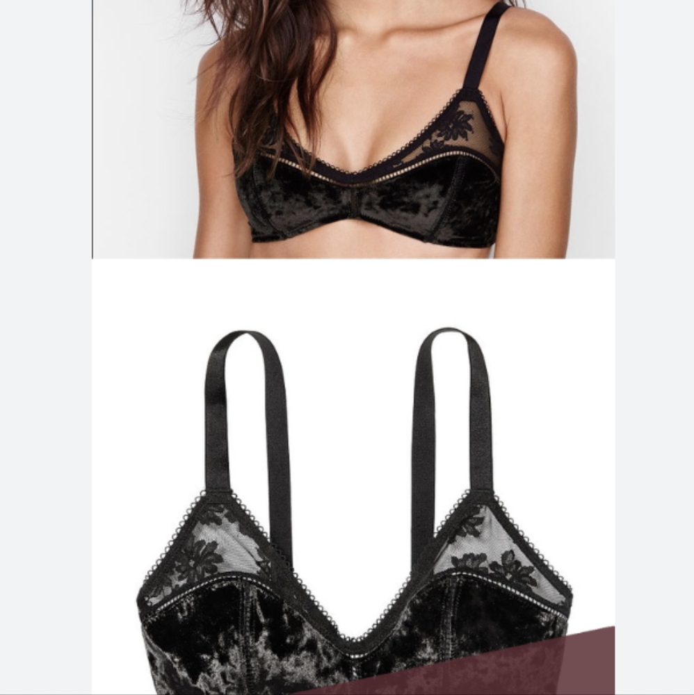 Victoria's Secret Black Velvet Lace Bra